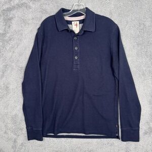 Relwen Sweater Mens M Polo Henley Terry Knit Pullover Jumper Huckberry Blue